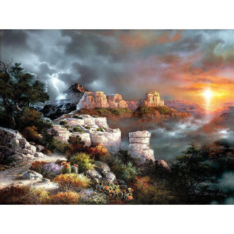 Sunset Plateau Gold Ornate Wood Framed Art Print with Double Matting by Lee, James