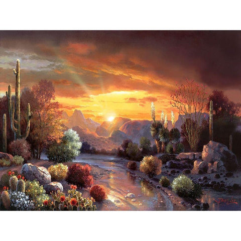 Desert Dusk Black Modern Wood Framed Art Print with Double Matting by Lee, James