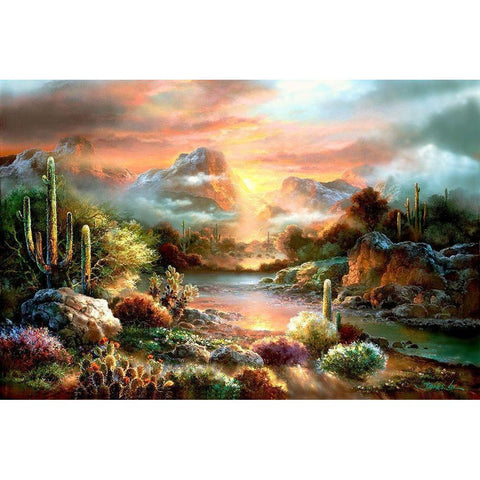 Sunset Splendor White Modern Wood Framed Art Print by Lee, James