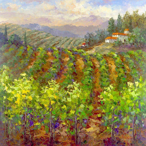 Vineyard Villa Gold Ornate Wood Framed Art Print with Double Matting by Hulsey