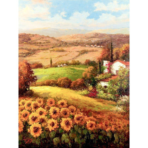 Italian Country Side Gold Ornate Wood Framed Art Print with Double Matting by Hulsey