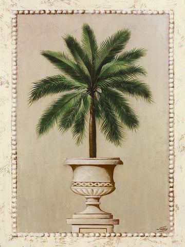 Palm Appeal I Black Ornate Wood Framed Art Print with Double Matting by Welby