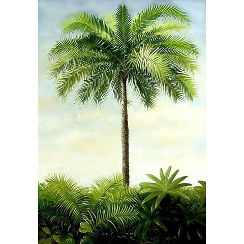 Palm II Black Modern Wood Framed Art Print with Double Matting by Welby