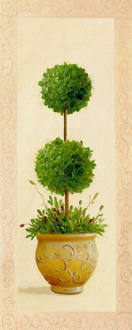 Ball Topiary II White Modern Wood Framed Art Print with Double Matting by Welby