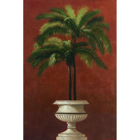 Potted palm in Red III White Modern Wood Framed Art Print by Welby