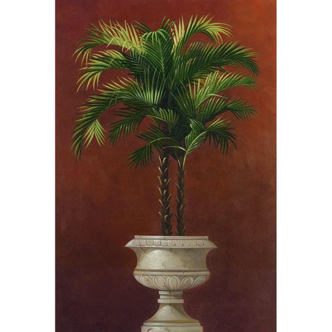 Potted Palm in Red IV White Modern Wood Framed Art Print by Welby