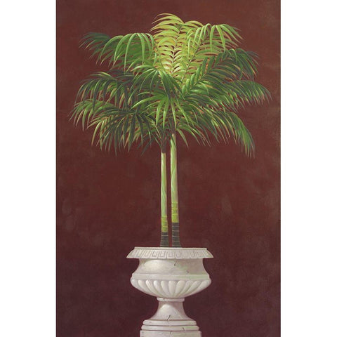 Potted Palm in Red II Gold Ornate Wood Framed Art Print with Double Matting by Welby