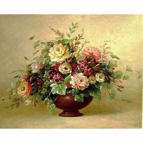 Rose Bouquet I Gold Ornate Wood Framed Art Print with Double Matting by Welby