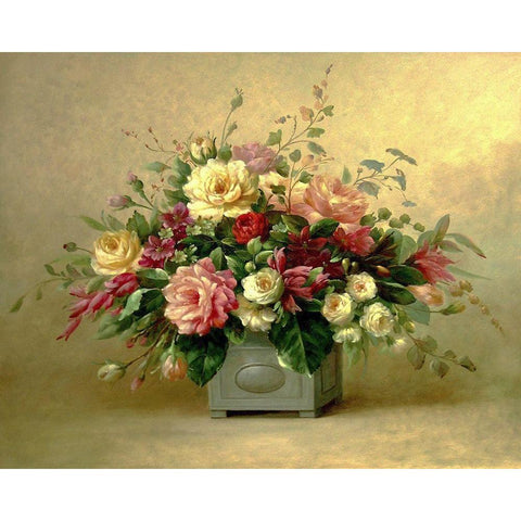 Rose Bouquet II White Modern Wood Framed Art Print by Welby