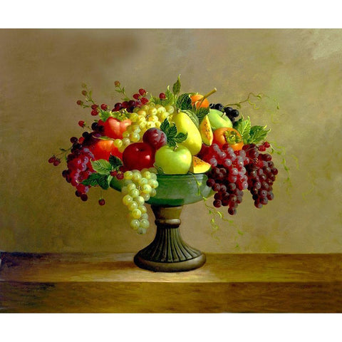 Fruit Bowl II Black Modern Wood Framed Art Print with Double Matting by Welby