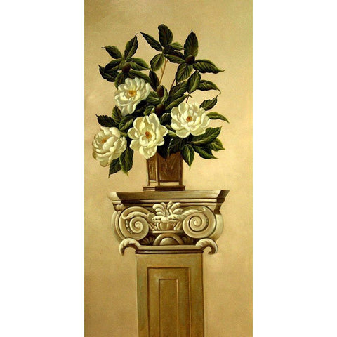 Magnolias with Olive Branch II Gold Ornate Wood Framed Art Print with Double Matting by Welby