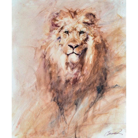 Look of a Lion Gold Ornate Wood Framed Art Print with Double Matting by Campbell, Robert