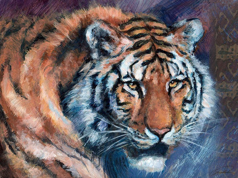 Tiger Tales Black Ornate Wood Framed Art Print with Double Matting by Campbell, Robert