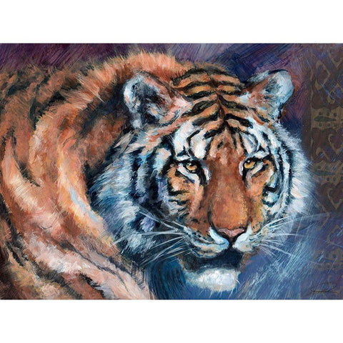 Tiger Tales Black Modern Wood Framed Art Print with Double Matting by Campbell, Robert