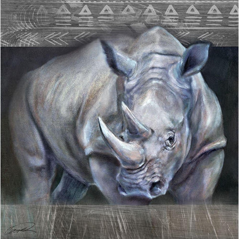 Gatekeeper Rhino Black Modern Wood Framed Art Print with Double Matting by Campbell, Robert