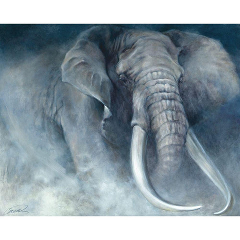 Elephant Ambush White Modern Wood Framed Art Print by Campbell, Robert