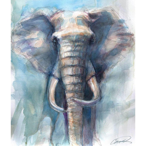 Gentle Giant Elephant White Modern Wood Framed Art Print by Campbell, Robert