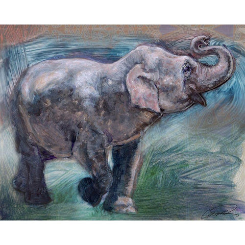Elephant Jubilee Gold Ornate Wood Framed Art Print with Double Matting by Campbell, Robert