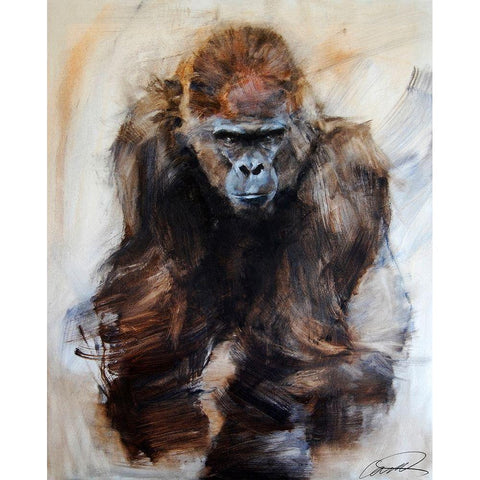 Gorilla Glare Black Modern Wood Framed Art Print by Campbell, Robert