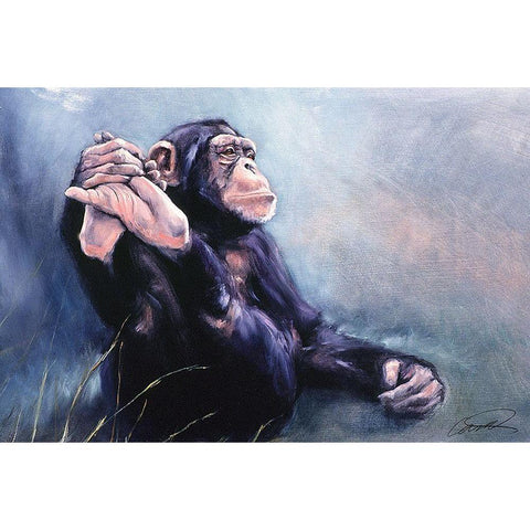 Cest la Vie Chimp Gold Ornate Wood Framed Art Print with Double Matting by Campbell, Robert