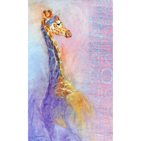 The Lookout Giraffe White Modern Wood Framed Art Print by Campbell, Robert