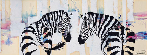 Zebra Gates Black Ornate Wood Framed Art Print with Double Matting by Campbell, Robert