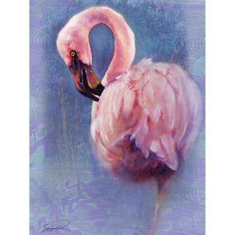 Pretty in Pink Flamingo Black Modern Wood Framed Art Print with Double Matting by Campbell, Robert