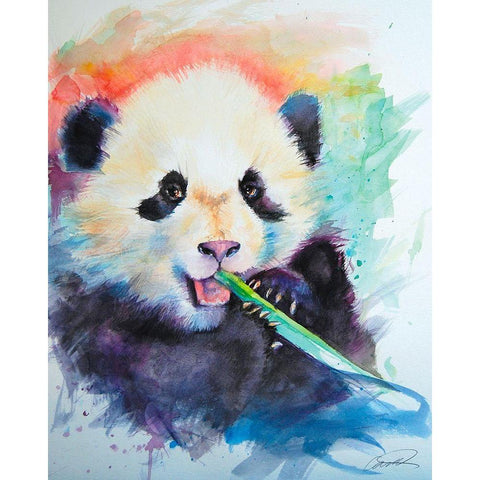 Panda Party Black Modern Wood Framed Art Print with Double Matting by Campbell, Robert