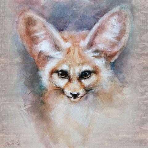 Fennec Fox Filgree Black Modern Wood Framed Art Print with Double Matting by Campbell, Robert