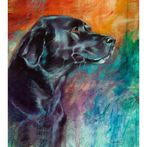 Rainbow Retriever Gold Ornate Wood Framed Art Print with Double Matting by Campbell, Robert