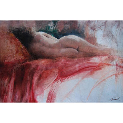 Scarlet Sheet Nude Black Modern Wood Framed Art Print with Double Matting by Campbell, Robert