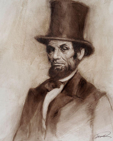 Honest Abe Black Ornate Wood Framed Art Print with Double Matting by Campbell, Robert