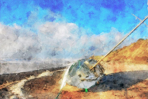 Coastal Series #19 White Modern Wood Framed Art Print with Double Matting by Curinga, Kim