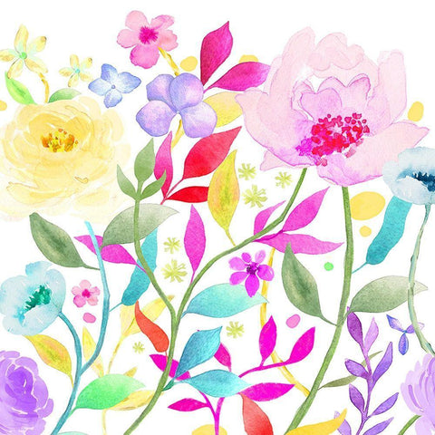 Pleasant Petals White Modern Wood Framed Art Print with Double Matting by Naskrent, Delores