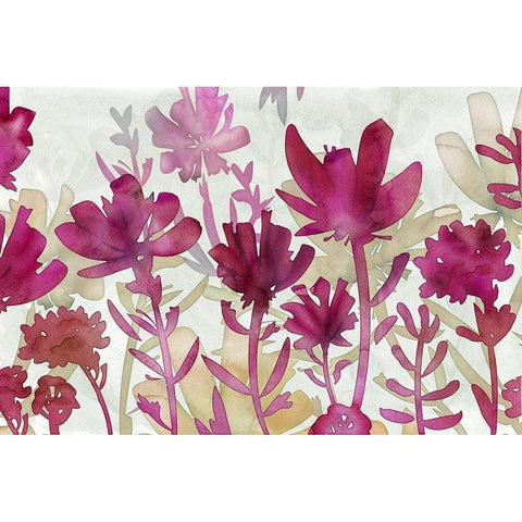 Burgundy Iris Gold Ornate Wood Framed Art Print with Double Matting by Naskrent, Delores