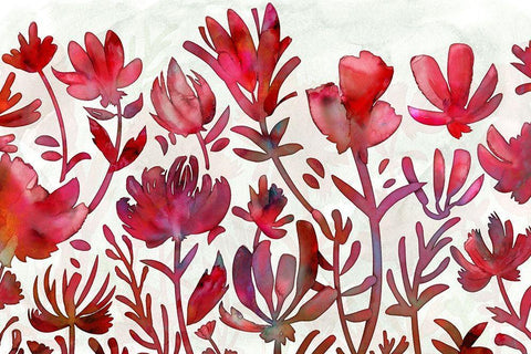 Ruby Rapture White Modern Wood Framed Art Print with Double Matting by Naskrent, Delores