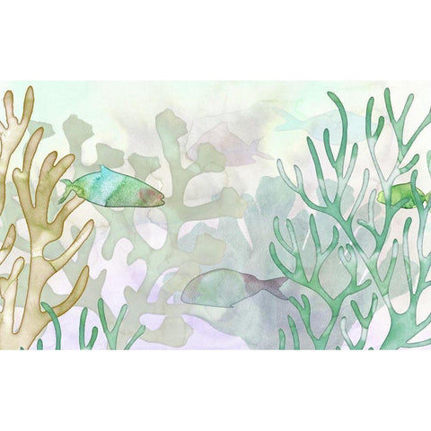 Saltwater Shoal Gold Ornate Wood Framed Art Print with Double Matting by Naskrent, Delores