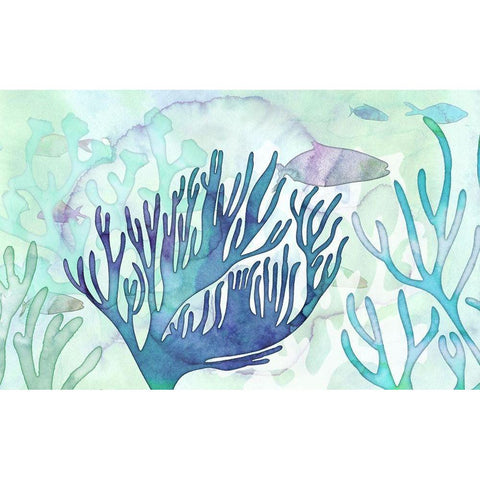 Aquatic Atmosphere Gold Ornate Wood Framed Art Print with Double Matting by Naskrent, Delores