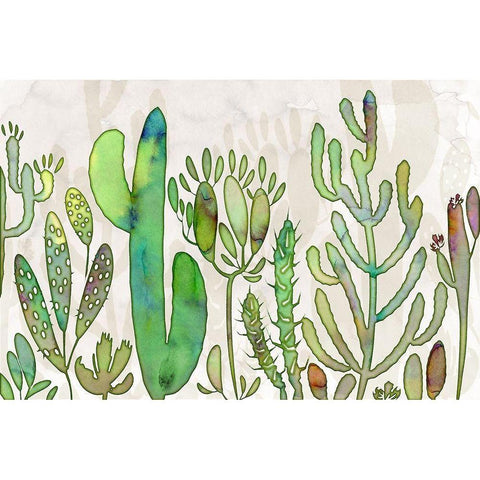 Cactus Corucopia  Gold Ornate Wood Framed Art Print with Double Matting by Naskrent, Delores