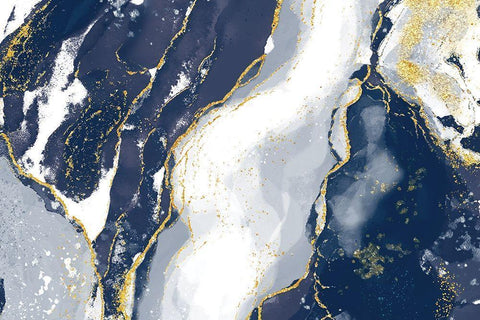 Indigo Reverie Black Ornate Wood Framed Art Print with Double Matting by Naskrent, Delores