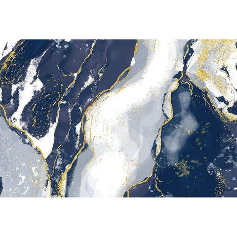 Indigo Reverie Black Modern Wood Framed Art Print with Double Matting by Naskrent, Delores