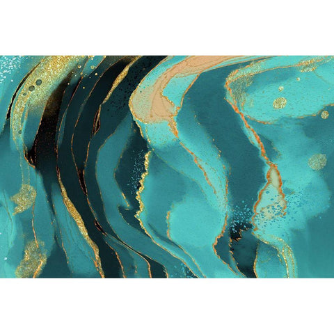 Jade Radiance Black Modern Wood Framed Art Print with Double Matting by Naskrent, Delores