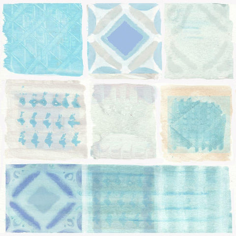 Duck Egg Tiles Black Ornate Wood Framed Art Print with Double Matting by Kouta, Flora