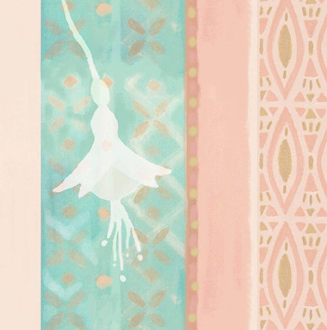 Pink and Mint Flower Panel Black Ornate Wood Framed Art Print with Double Matting by Kouta, Flora