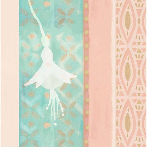 Pink and Mint Flower Panel Gold Ornate Wood Framed Art Print with Double Matting by Kouta, Flora