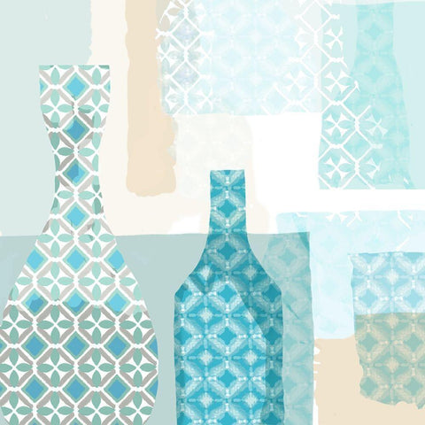 Azulejos White Modern Wood Framed Art Print by Kouta, Flora