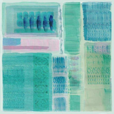 Jade Ocean White Modern Wood Framed Art Print with Double Matting by Kouta, Flora