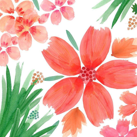 Tangering Flowers White Modern Wood Framed Art Print with Double Matting by Kouta, Flora