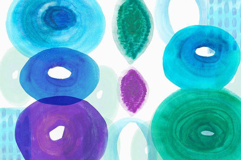 Ocean Jewels I Black Ornate Wood Framed Art Print with Double Matting by Kouta, Flora