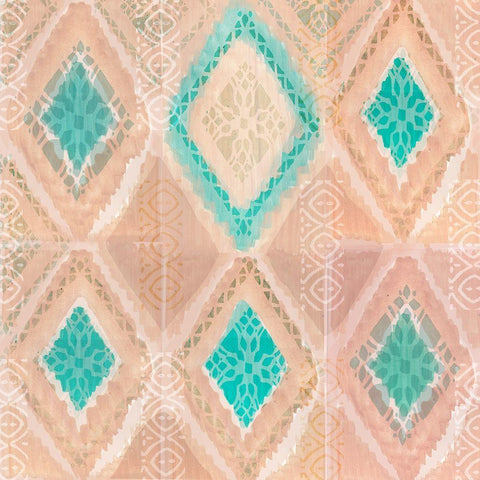 Marrakesh Diamonds III White Modern Wood Framed Art Print with Double Matting by Kouta, Flora